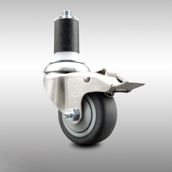 3 Inch 316SS Thermoplastic Rubber Swivel 1-5/8 Inch Stem Caster Lock Brake SCC